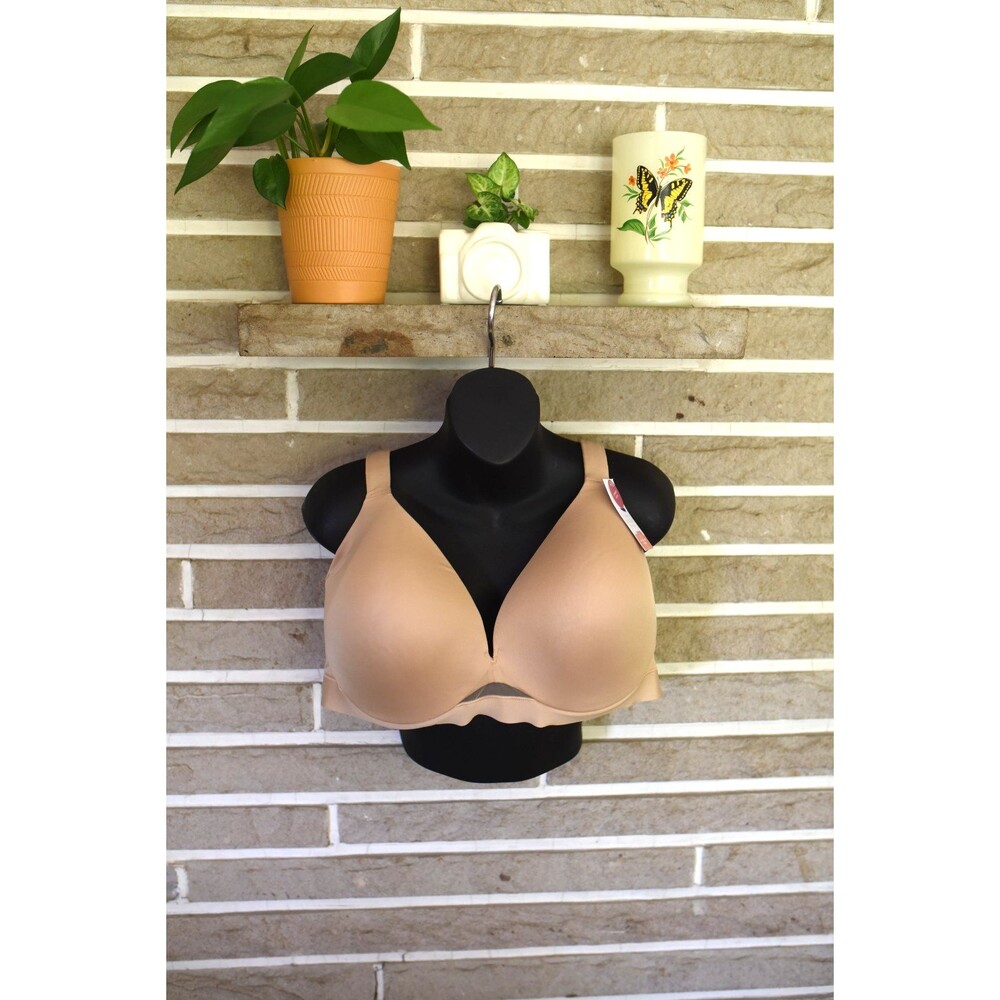 230562 LANE BRYANT tan nude COMFORT BLISS LIGHTLY LINED NO-WIRE BRA SZ 46D